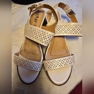 TAXI Cream Sandals with Cutout Design